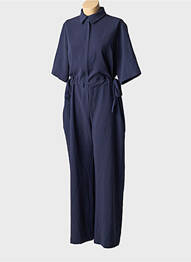 Salopetă-pantalon guler de bluză mâneci scurte albastru SEMIOLOGY femme