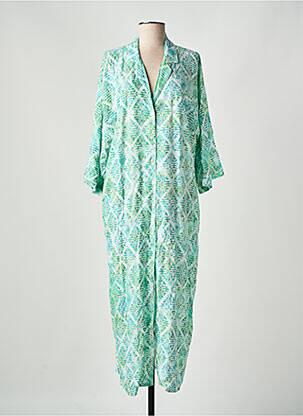 Rochie lungă imprimeu fantezie mâneci 3/4 verde GENESIS femeie