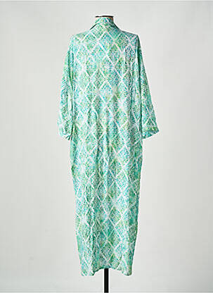 Rochie lungă imprimeu fantezie mâneci 3/4 verde GENESIS femeie