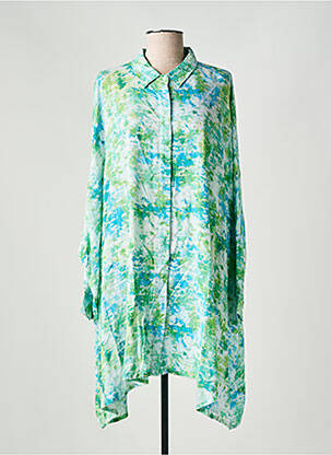 Rochie midi imprimeu fantezie mâneci lungi verde GENESIS femeie