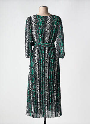 Rochie lungă țesătură crep mâneci 3/4 verde SENES femeie