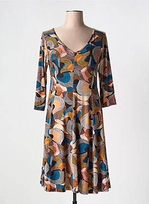 Rochie midi mâneci 3/4 mâneci 3/4 maro JOY'S PARIS femeie
