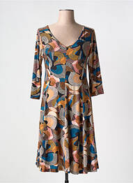 Rochie midi mâneci 3/4 mâneci 3/4 maro JOY'S PARIS femme