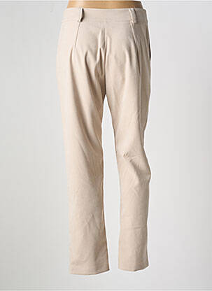 Pantalon drept talie cu cleme talie înaltă bej HALOGENE femeie