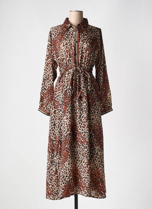 Rochie lungă mâneci lungi mâneci lungi maro AN' GE femme