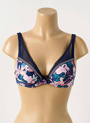 Sutien efect material satinat top sutien push-up albastru ANTIGEL femeie