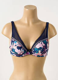 Sutien efect material satinat top sutien push-up albastru ANTIGEL femme
