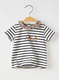 Tricou guler claudine mâneci scurte albastru ELLE EST OU LA MER fille