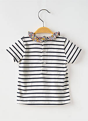 Tricou guler claudine mâneci scurte albastru ELLE EST OU LA MER fată