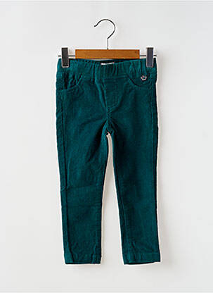 Pantalon slim țesătură catifea mărime reglabilă verde ELLE EST OU LA MER fată