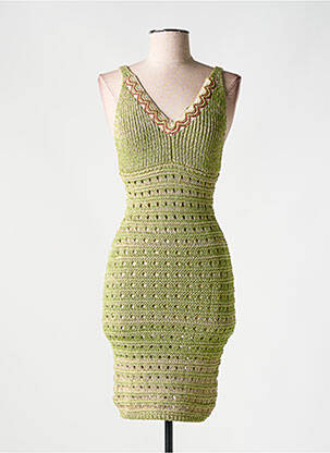 Rochie midi guler în v bretele subțiri verde PHO FIRENZE femeie