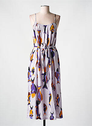 Rochie lungă imprimeu fantezie bretele subțiri violet NICE THINGS femeie