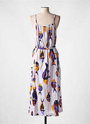 Rochie lungă imprimeu fantezie bretele subțiri violet NICE THINGS femeie