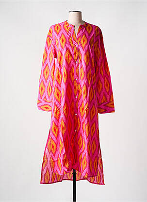 Rochie midi croială evazată mâneci lungi roz ZEN ETHIC femme