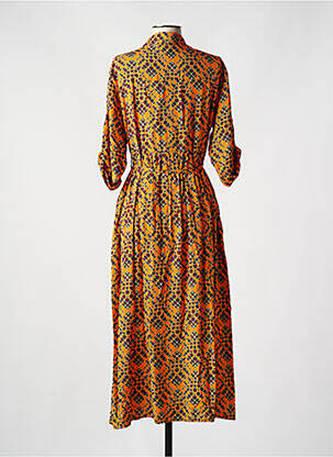 Rochie lungă croială fluidă mâneci 3/4 portocalie JUSTMINE femeie