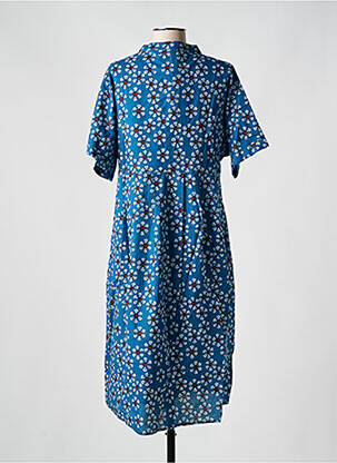 Rochie midi imprimeu floral mâneci scurte albastru ZEN ETHIC femeie
