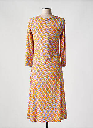 Rochie midi imprimeu fantezie mâneci lungi portocalie MALIPARMI femeie