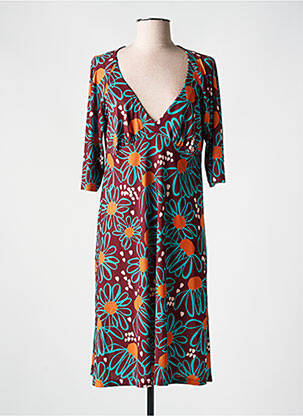 Rochie midi imprimeu floral mâneci 3/4 roșu JUSTMINE femeie