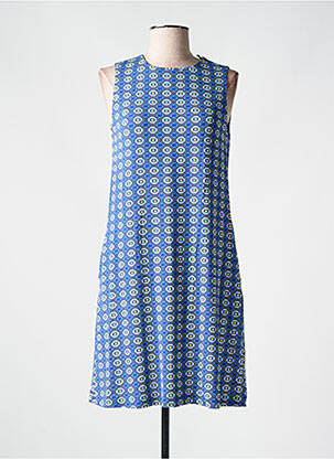 Rochie scurtă croială fluidă fără mâneci albastru MALIPARMI femeie