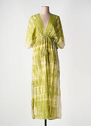Rochie lungă mâneci scurte mâneci scurte verde ZEN ETHIC femeie
