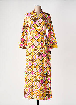Rochie lungă mâneci lungi mâneci lungi galben 0039 ITALY femeie