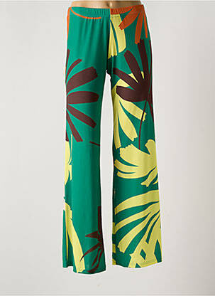 Pantalon evazat talie elastică verde JUSTMINE femeie