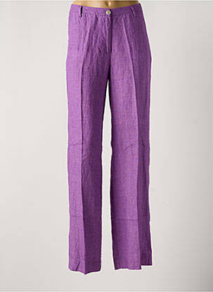 Pantalon drept închidere cu fermoar sub clapetă cu nasturi violet NICE THINGS femeie