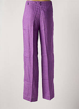 Pantalon drept închidere cu fermoar sub clapetă cu nasturi violet NICE THINGS femeie