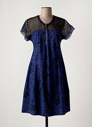 Rochie midi imprimeu floral mâneci scurte albastru INDIES femeie