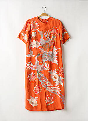 Rochie midi imprimeu floral mâneci scurte portocalie ASOS femeie