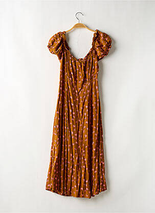 Rochie midi imprimeu floral mâneci scurte maro DOT & X femeie