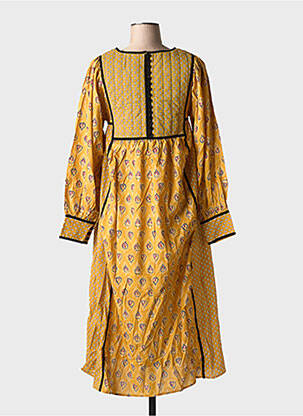 Rochie midi imprimeu fantezie mâneci lungi galben MAMOUCHKA femeie