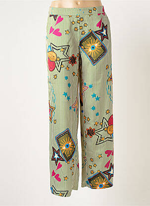 Pantalon larg țesătură crep mărime normală verde SCARLET ROOS femeie