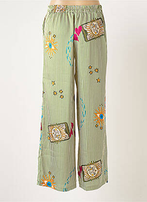 Pantalon larg țesătură crep mărime normală verde SCARLET ROOS femeie