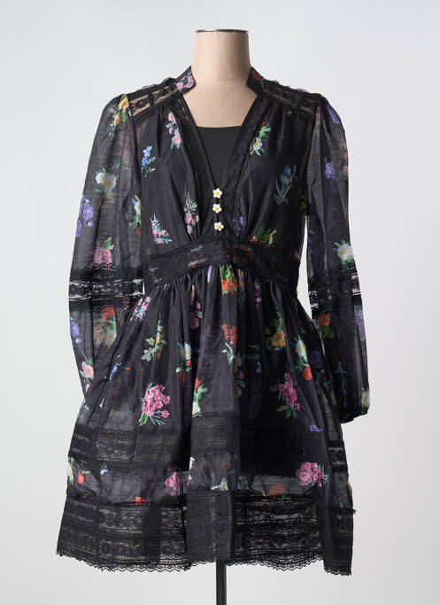 Rochie scurtă croială evazată mâneci lungi negru LM LULU femme