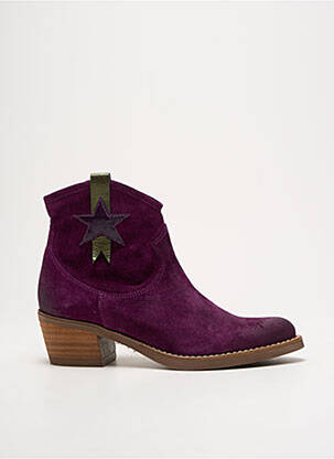 Botine/ghete vârf ascuțit toc de 4 la 6 cm violet MKD femeie