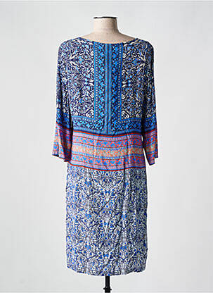 Rochie midi imprimeu fantezie mâneci lungi albastru DIVAS femeie