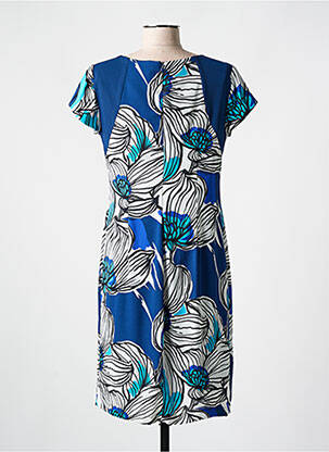 Rochie midi imprimeu floral mâneci scurte albastru ANDAMIO femeie
