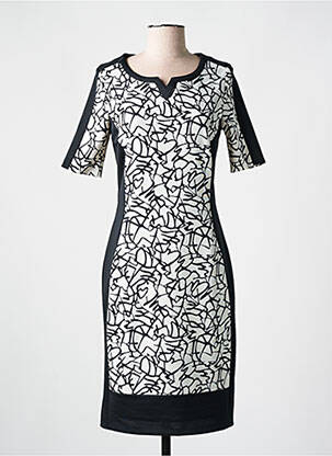 Rochie midi imprimeu fantezie mâneci scurte negru FRANK WALDER femeie