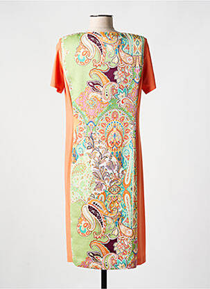 Rochie midi imprimeu fantezie mâneci scurte portocaliu SAN FRANCISCO femeie