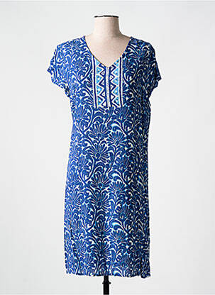 Rochie midi imprimeu fantezie mâneci scurte albastru AGATHE & LOUISE femeie