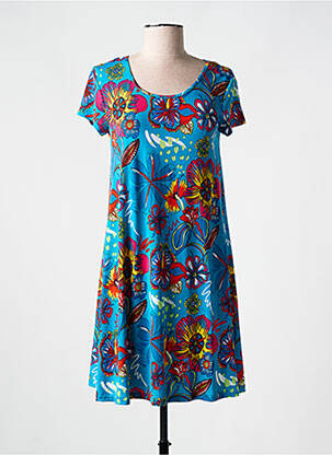 Rochie scurtă mâneci scurte mâneci scurte albastru COLINE femeie