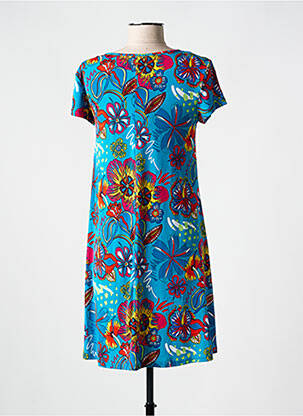 Rochie scurtă mâneci scurte mâneci scurte albastru COLINE femeie