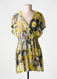 Rochie scurtă imprimeu floral mâneci scurte galben L'ATELIER D'ANNA femeie