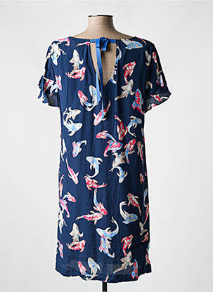 Rochie scurtă croială fluidă mâneci scurte albastru DIVAS femeie