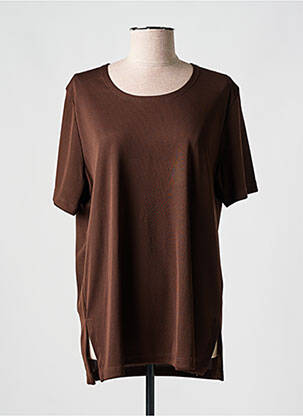 Tricou elasticitate mâneci scurte maro EVALINKA femeie