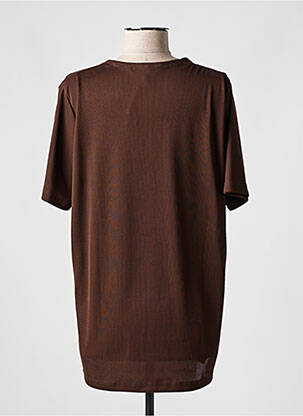 Tricou elasticitate mâneci scurte maro EVALINKA femeie