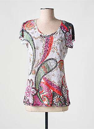 Tricou serigrafie cu strasuri mâneci scurte roșu KY CREATION femeie