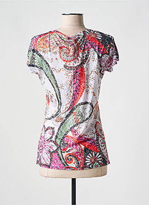 Tricou serigrafie cu strasuri mâneci scurte roșu KY CREATION femeie