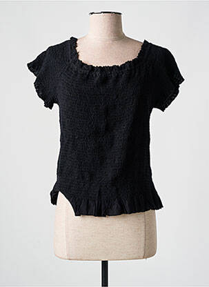 Top țesătură jersey mâneci scurte negru ICONIQUE femeie